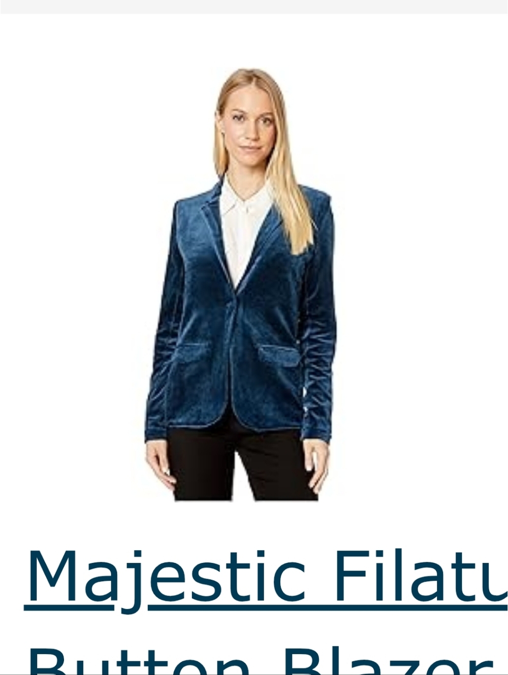 One Button Velvet Blazer in Bleu Nuit